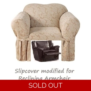 Reclining CHAIR Slipcover Damask Golden Taupe Sure Fit Armchair
